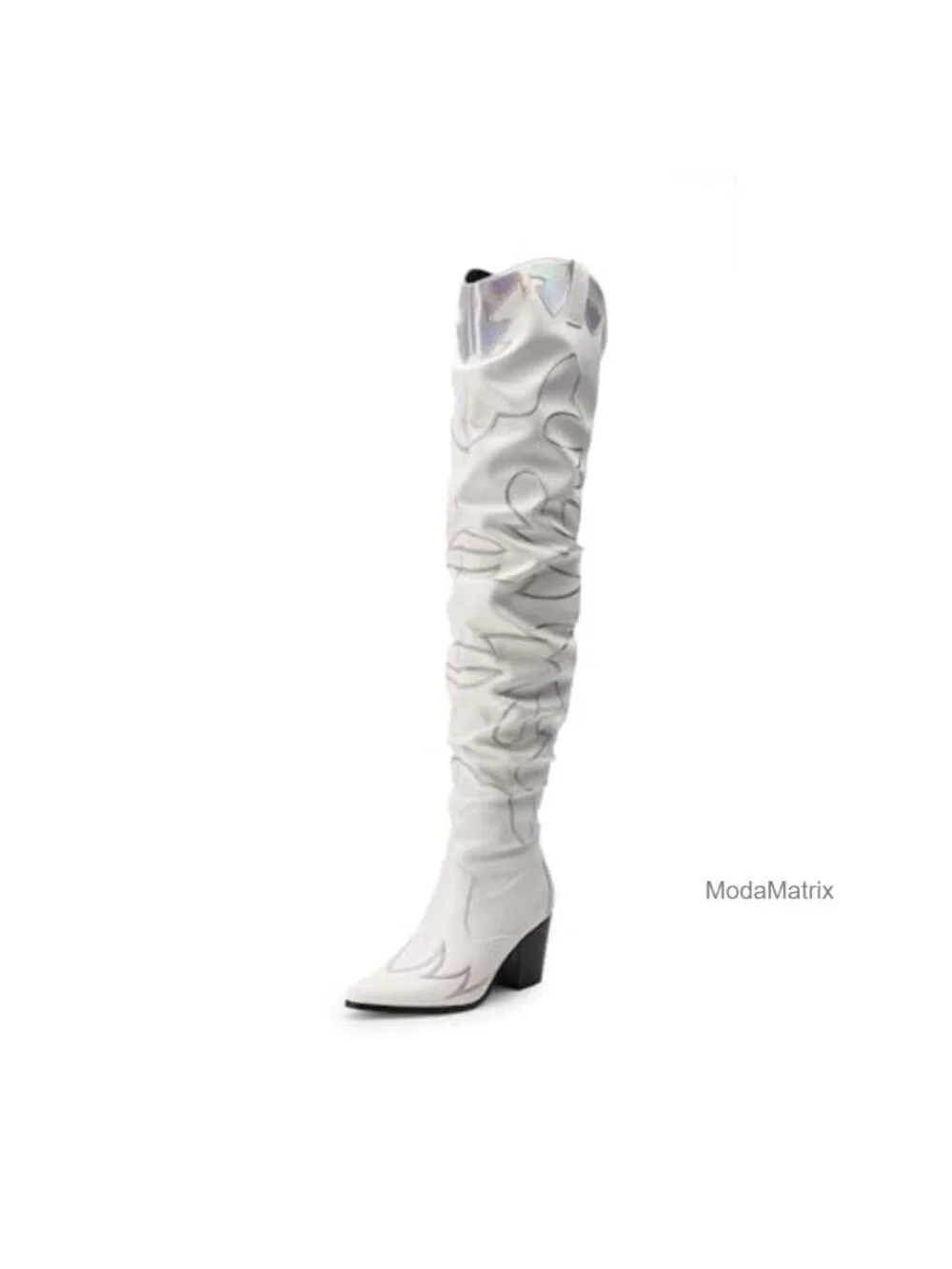 Women's Cowboy Over The Knee High Cowgirl Boots Faux Leather Embroidered